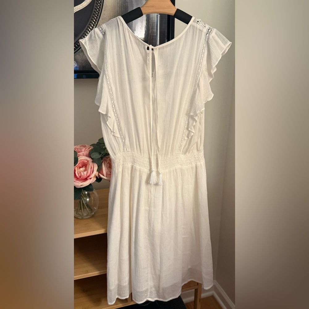 Hem & Thread White Flutter Dress Size Large - Picture 4 of 5